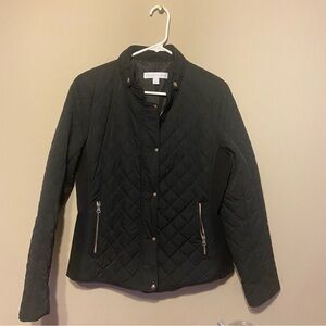 New York & company black wgold trim slight puff jacket EUC Medium